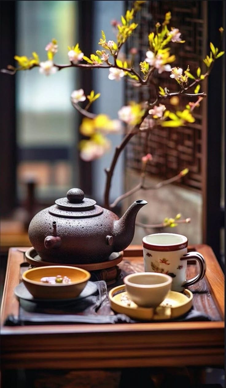 Vintage tea ceremony setup